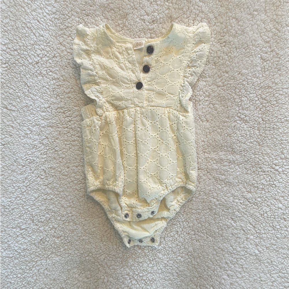 Cream Eyelet Baby Romper 6-12 months